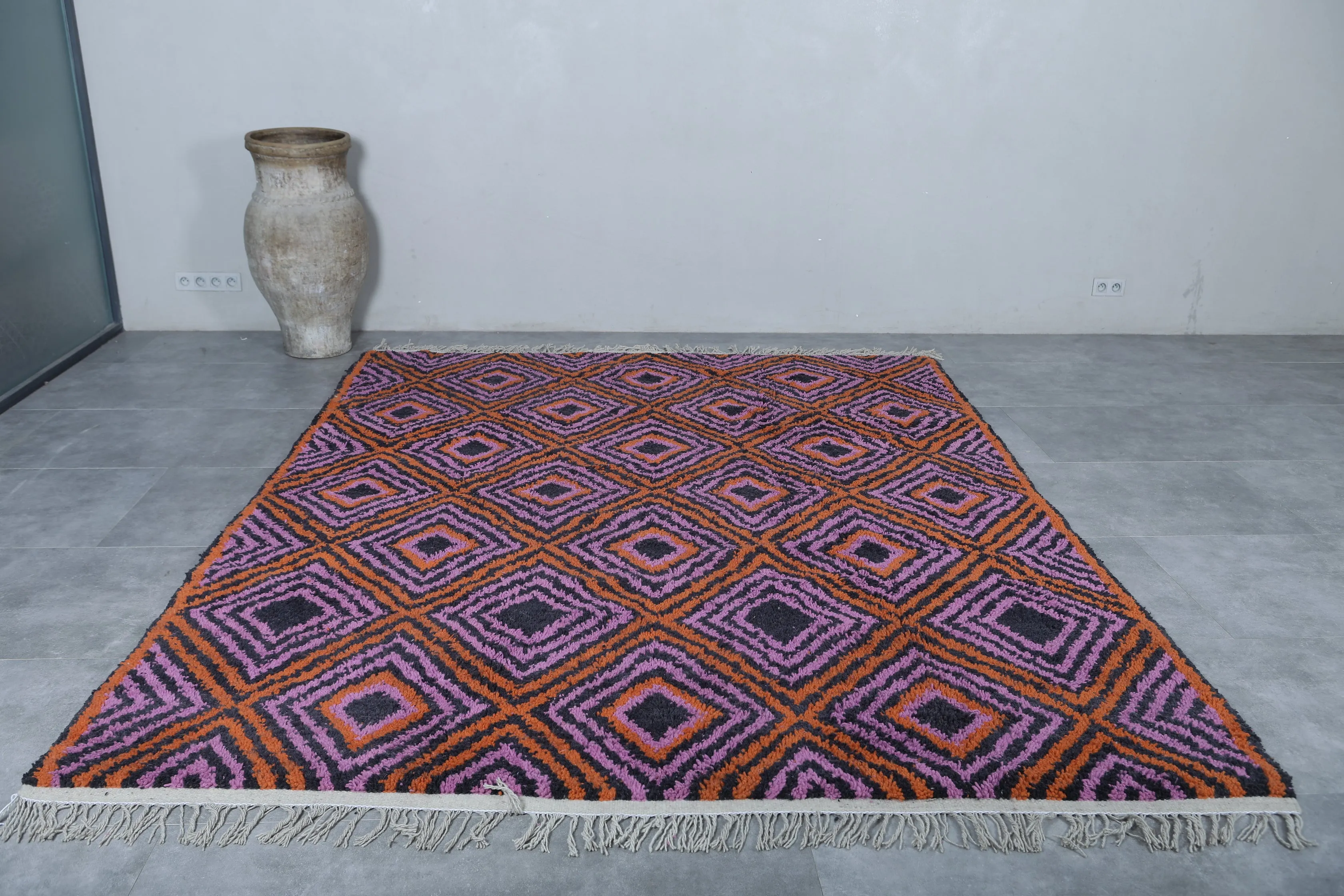 Moroccan Berber Rug - Handwoven 8.1 x 10.2 Feet | Vibrant Geometric Design