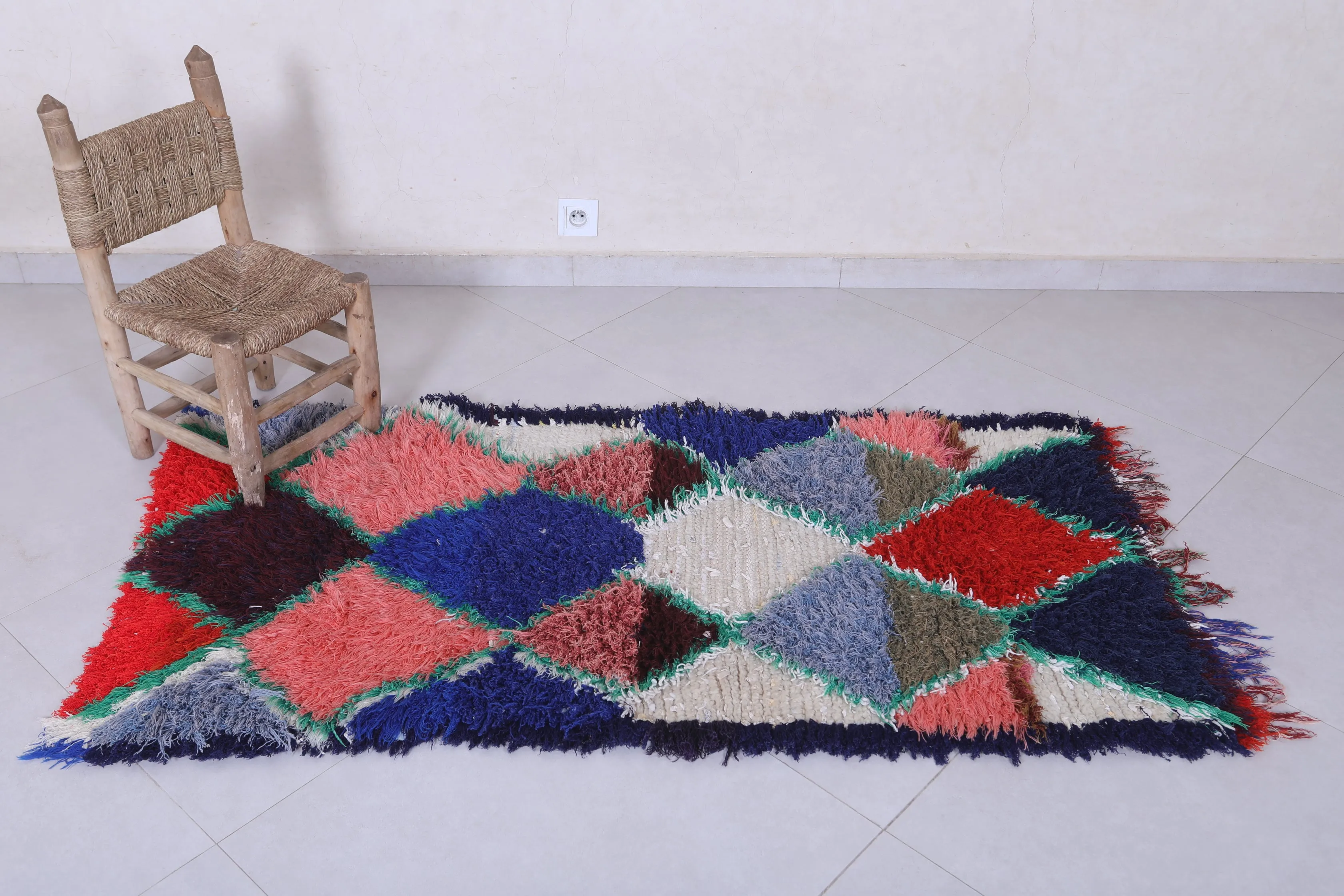 Moroccan Berber Rug with Geometric Patterns - 2.5 X 5.3 Feet