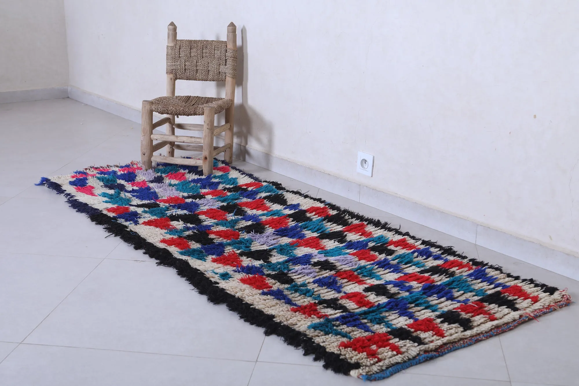Moroccan Rug 2.6 x 6.8 Feet - Vibrant Handmade Runner