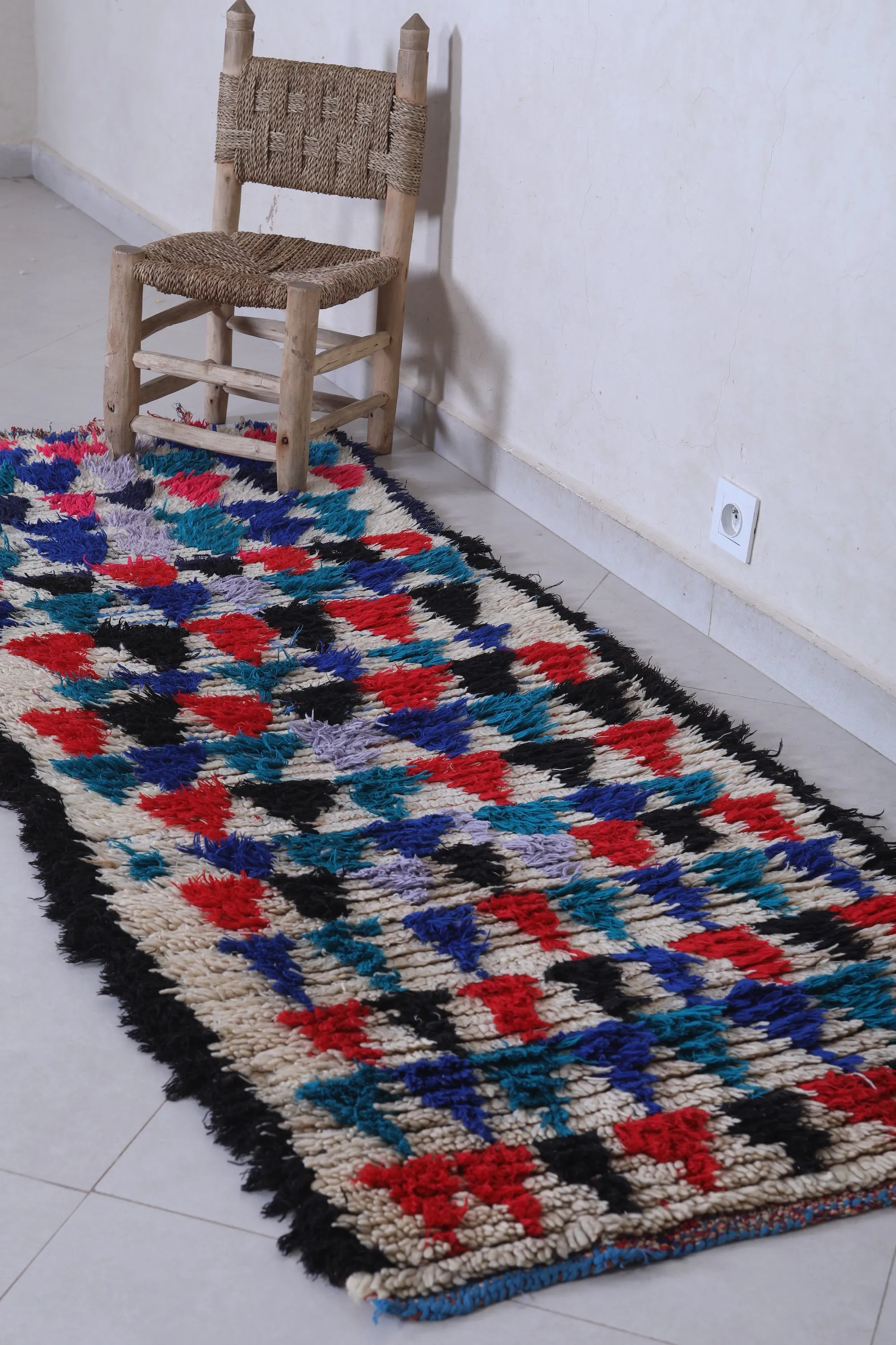 Moroccan Rug 2.6 x 6.8 Feet - Vibrant Handmade Runner