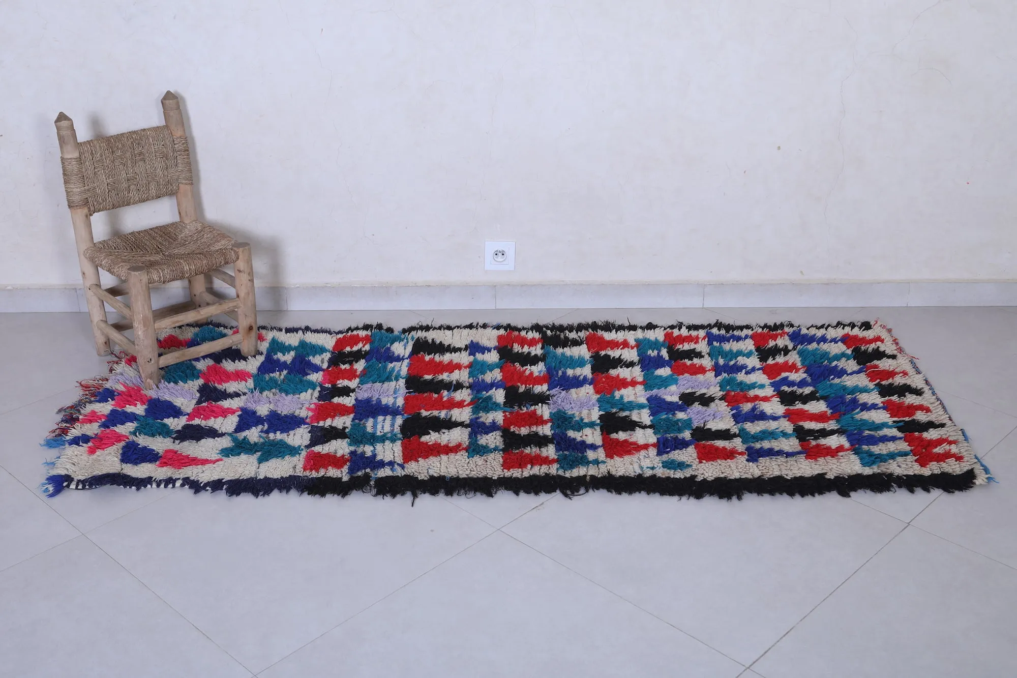 Moroccan Rug 2.6 x 6.8 Feet - Vibrant Handmade Runner