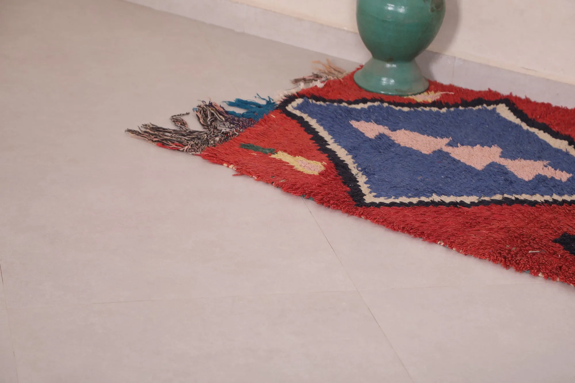Moroccan Rug 2.7 X 6.1 Feet - Bold Colors with Geometric Tree Patterns