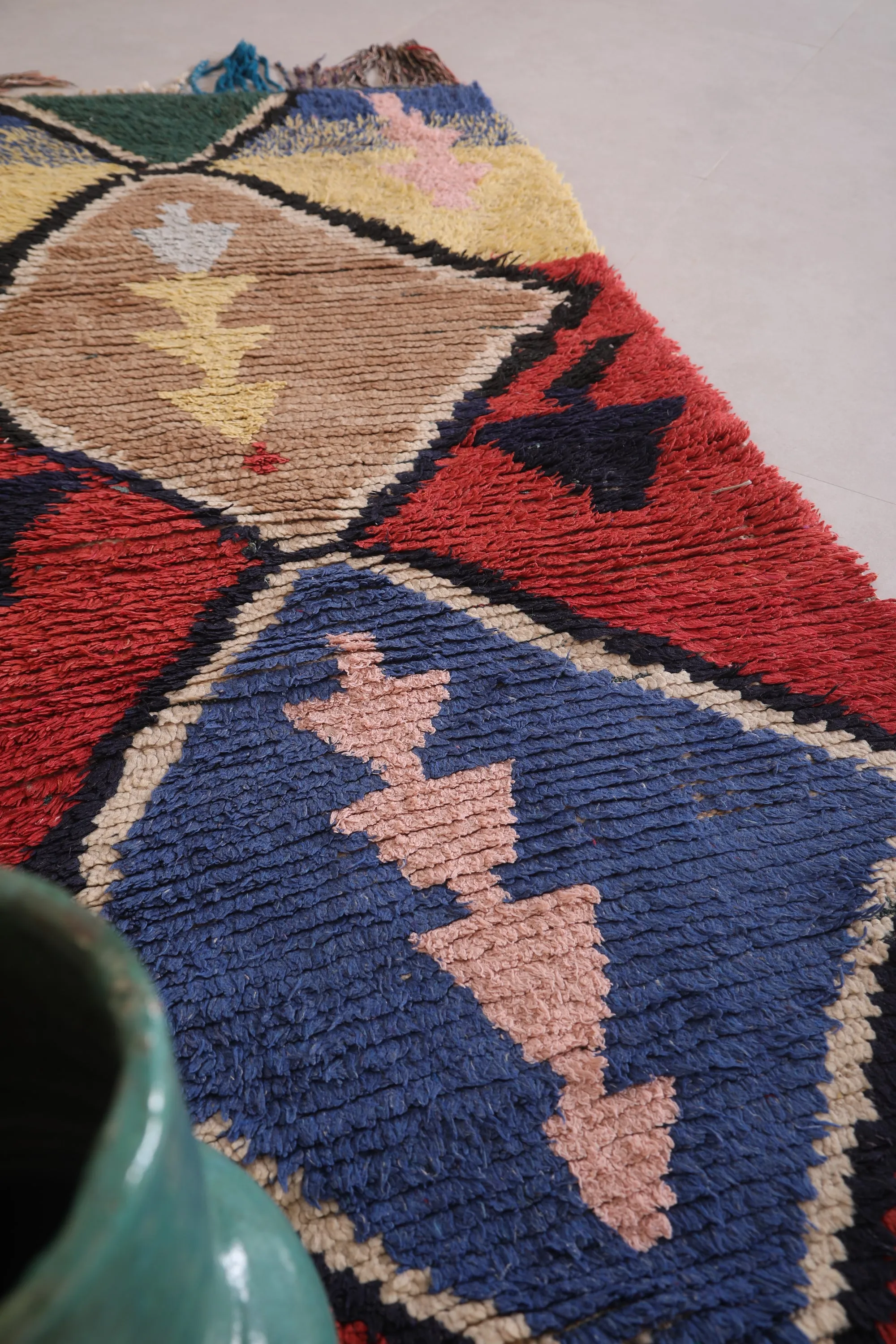 Moroccan Rug 2.7 X 6.1 Feet - Bold Colors with Geometric Tree Patterns