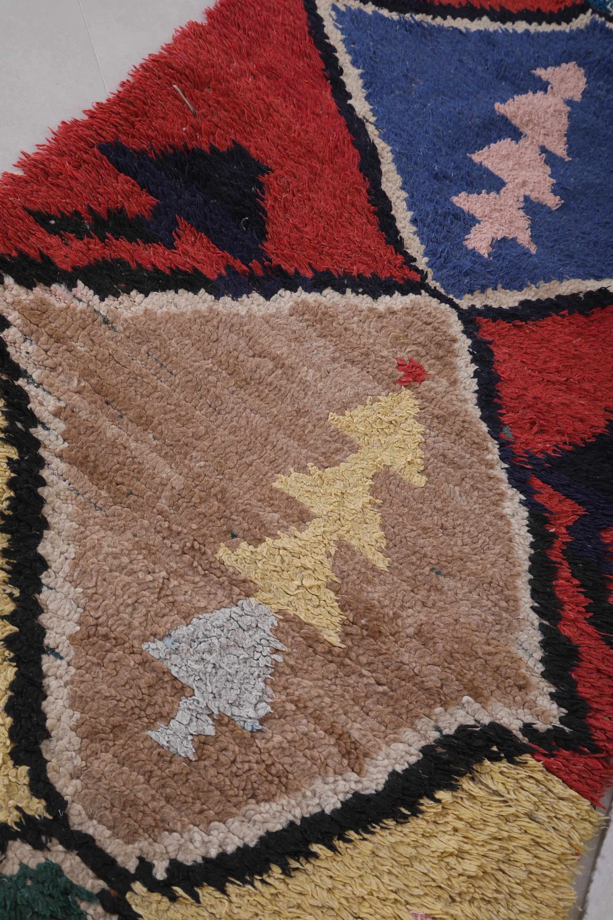 Moroccan Rug 2.7 X 6.1 Feet - Bold Colors with Geometric Tree Patterns