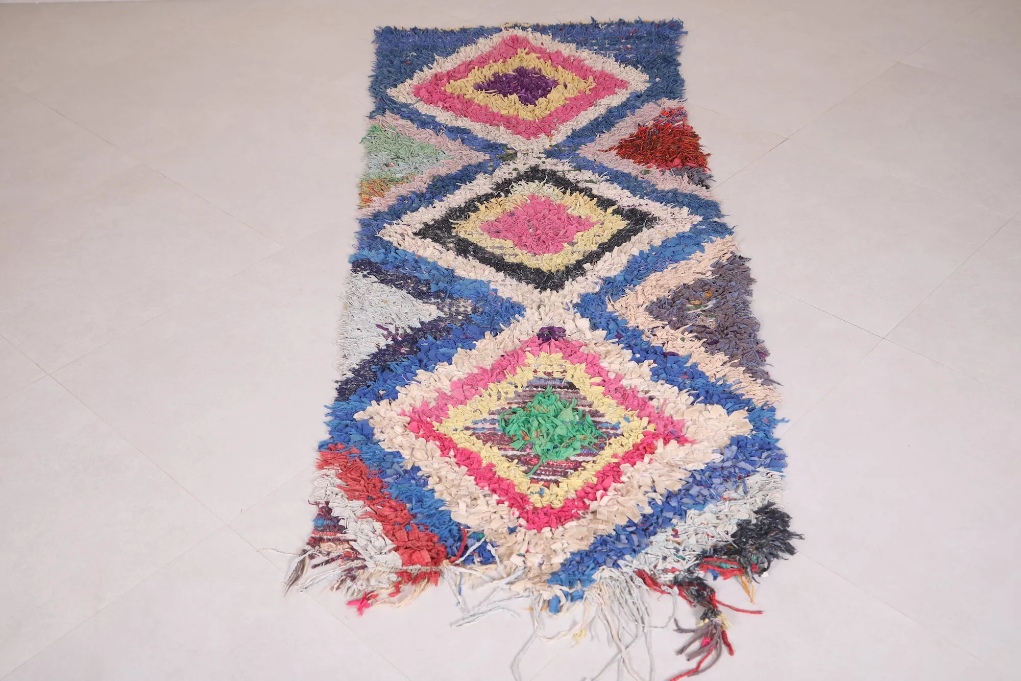 Moroccan Rug 2.7 x 7.2 Feet - Bold Geometric Design