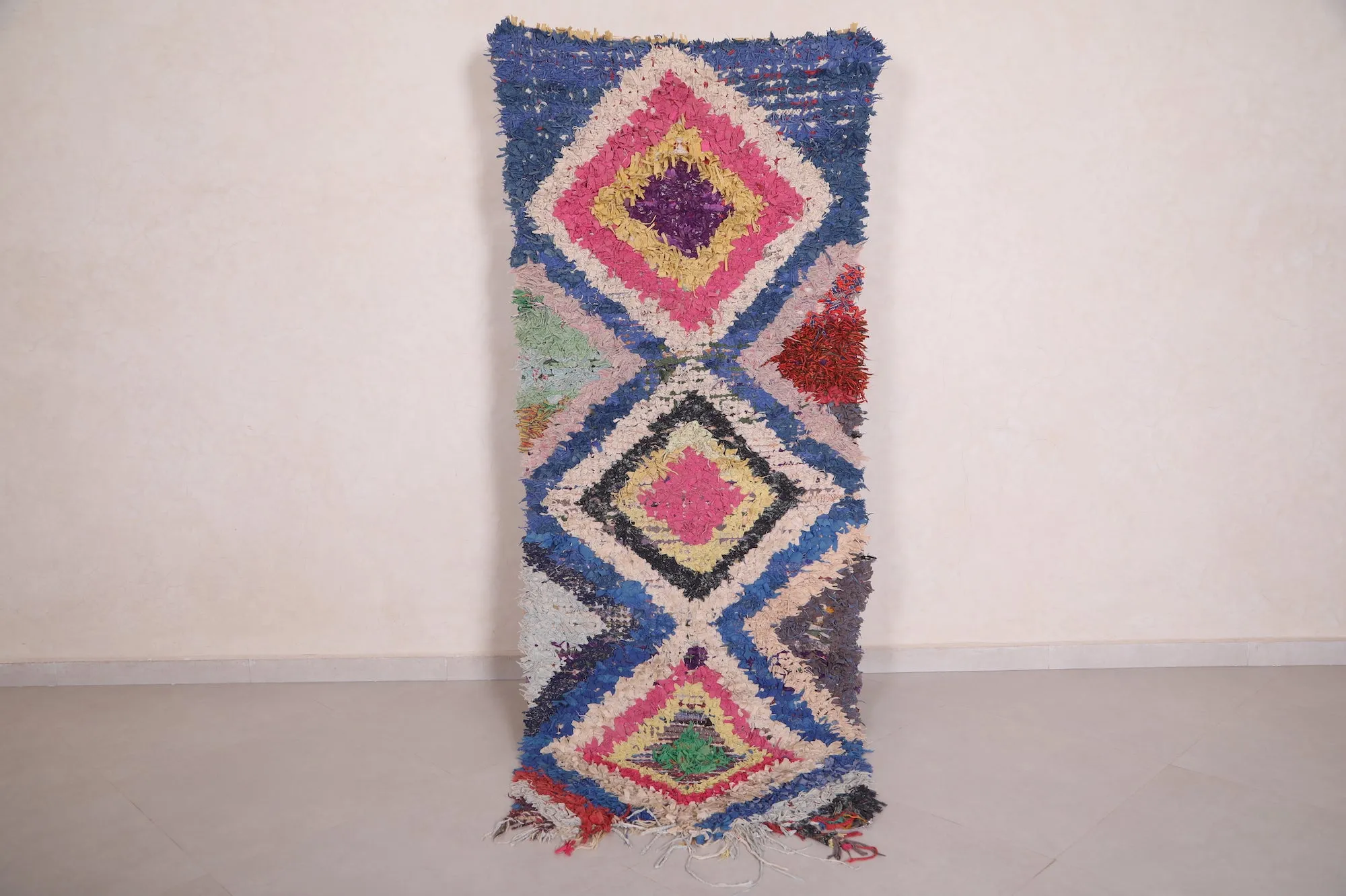 Moroccan Rug 2.7 x 7.2 Feet - Bold Geometric Design