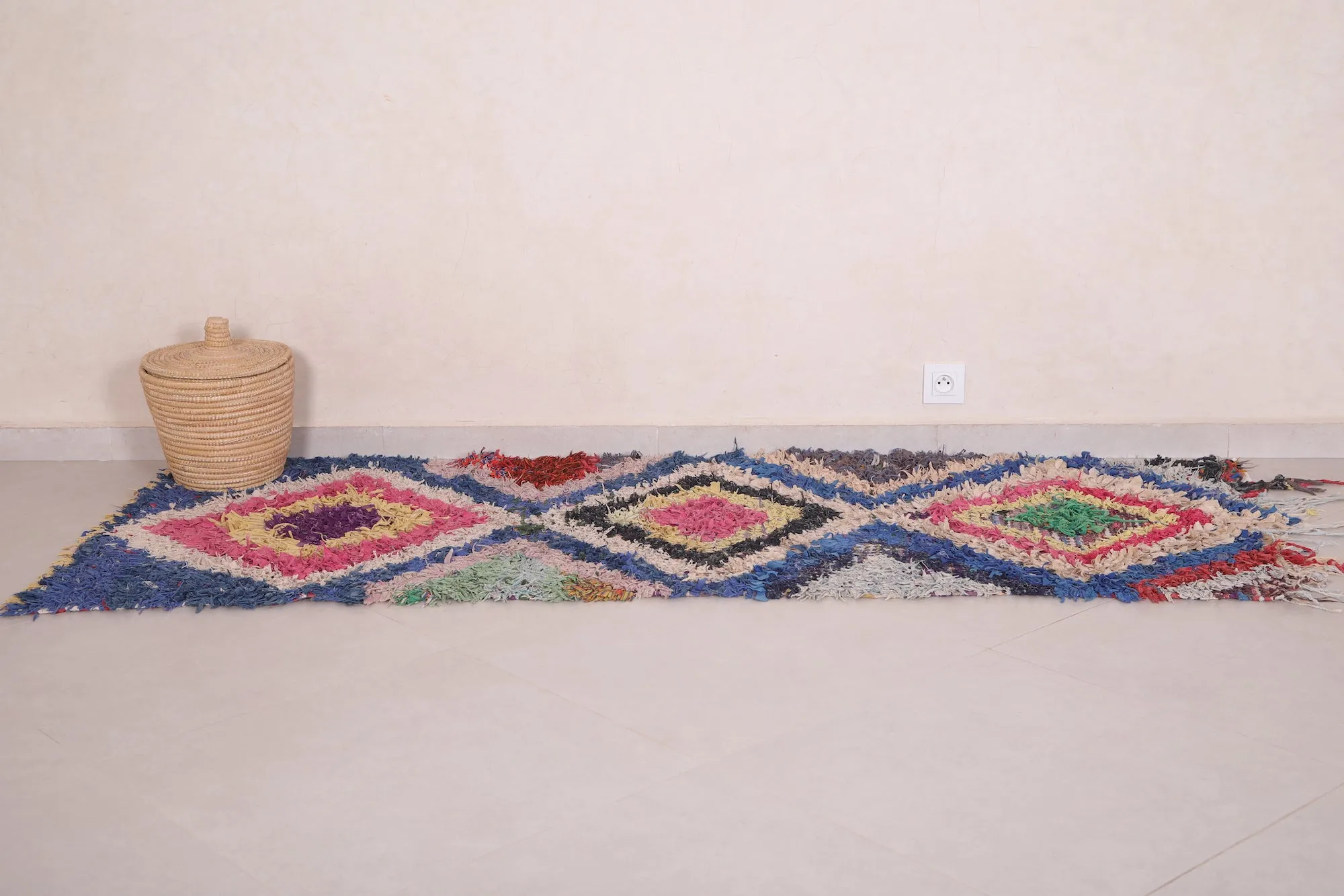 Moroccan Rug 2.7 x 7.2 Feet - Bold Geometric Design