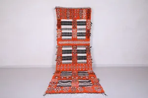 Moroccan Rug 3.6 X 12.2 Feet - Bold Orange with Black & White Accents