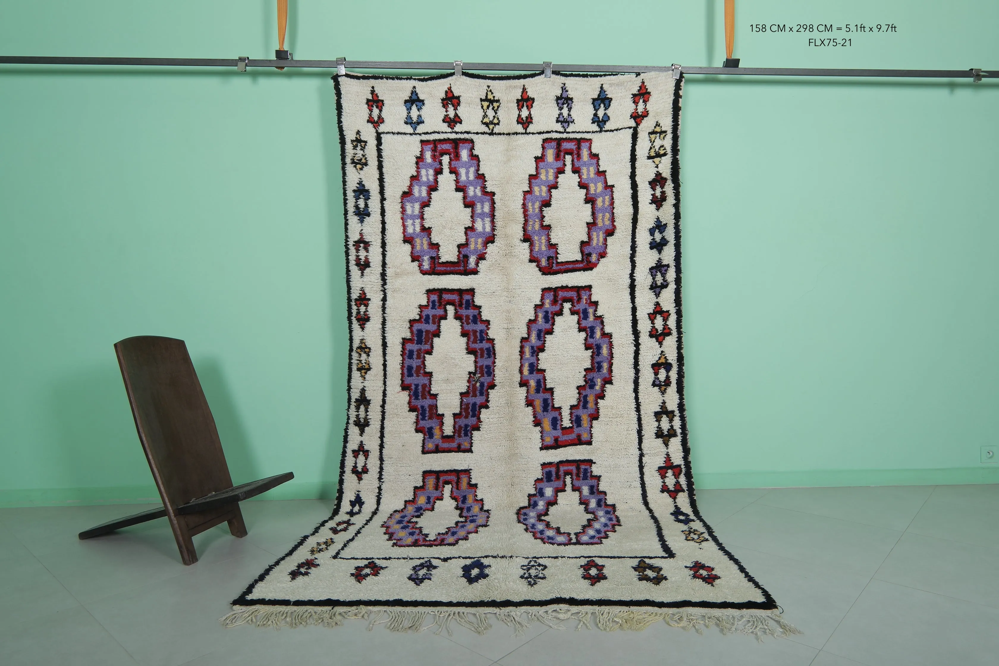 Moroccan Rug - 5.1 x 9.7 ft with Unique Geometric Patterns