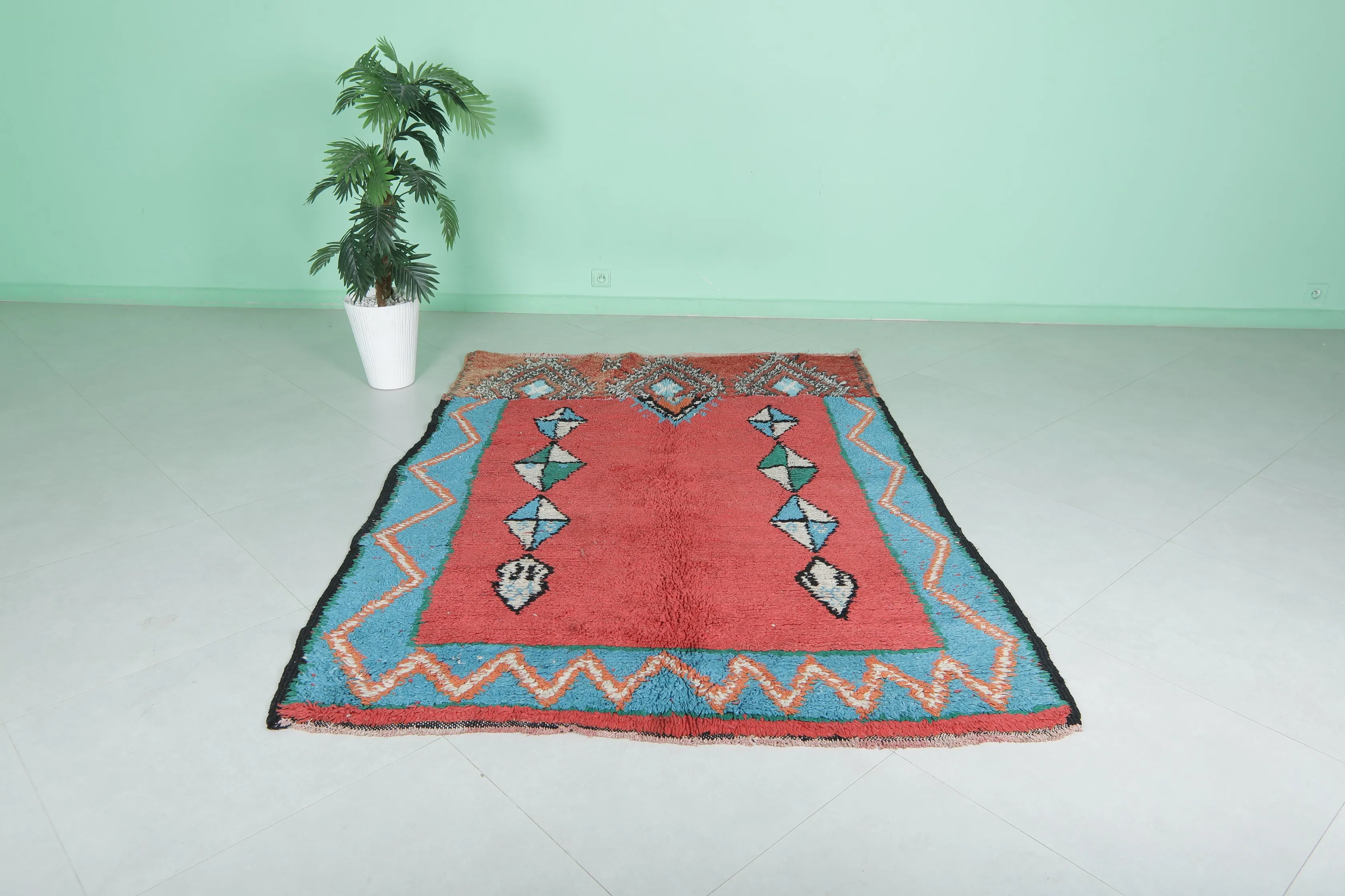 Moroccan Rug - Handwoven 5.2ft x 7.3ft | Vibrant Berber Design