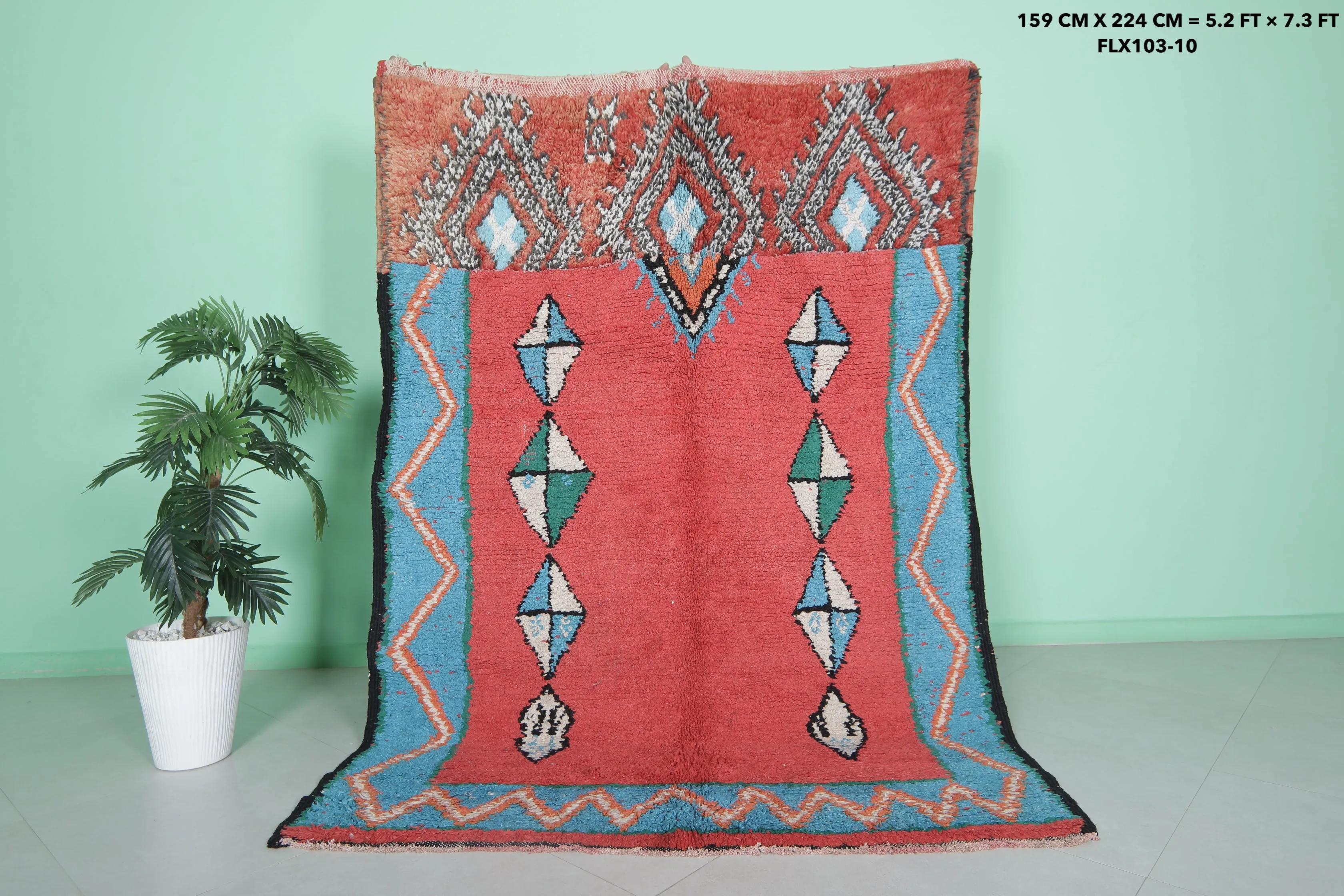 Moroccan Rug - Handwoven 5.2ft x 7.3ft | Vibrant Berber Design