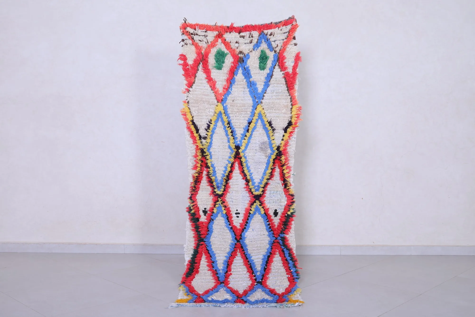 Moroccan Runner Rug - 2.2 x 6.6 Feet Handmade Wool