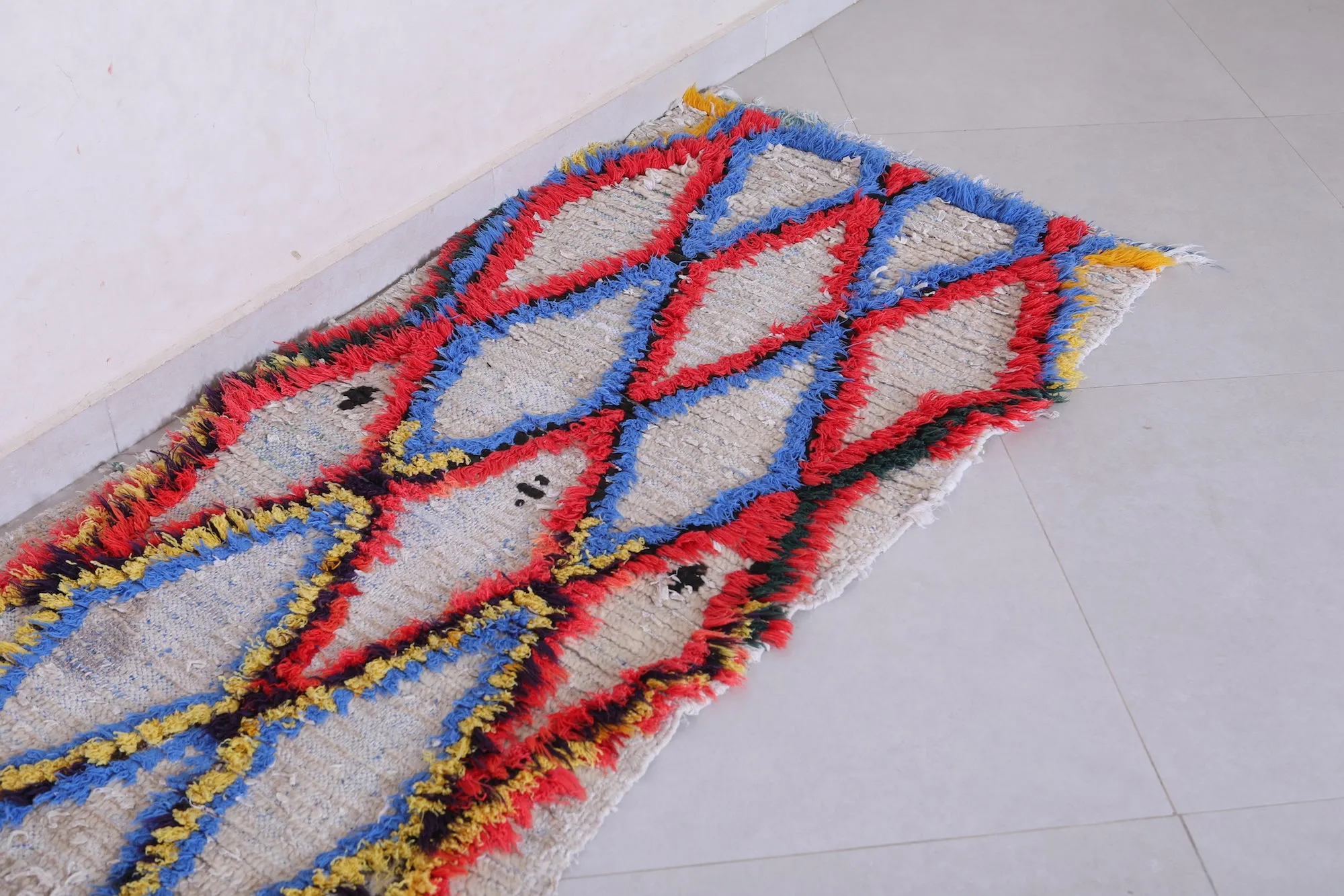 Moroccan Runner Rug - 2.2 x 6.6 Feet Handmade Wool