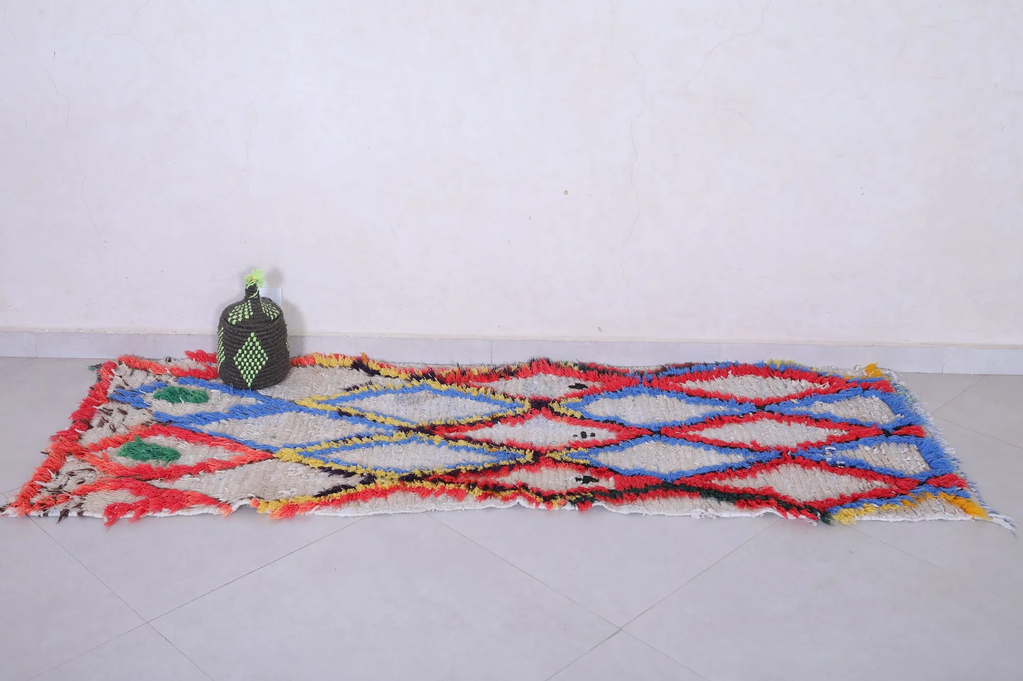 Moroccan Runner Rug - 2.2 x 6.6 Feet Handmade Wool