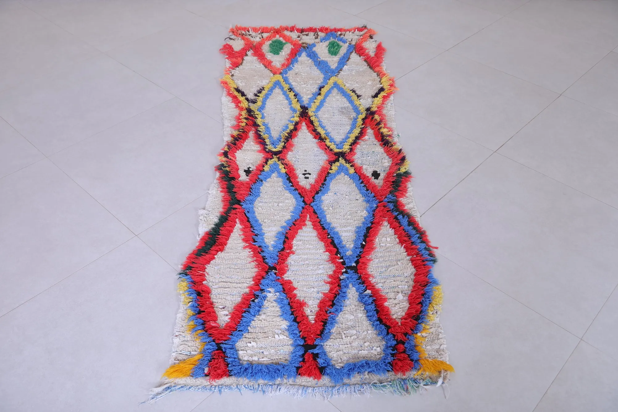 Moroccan Runner Rug - 2.2 x 6.6 Feet Handmade Wool