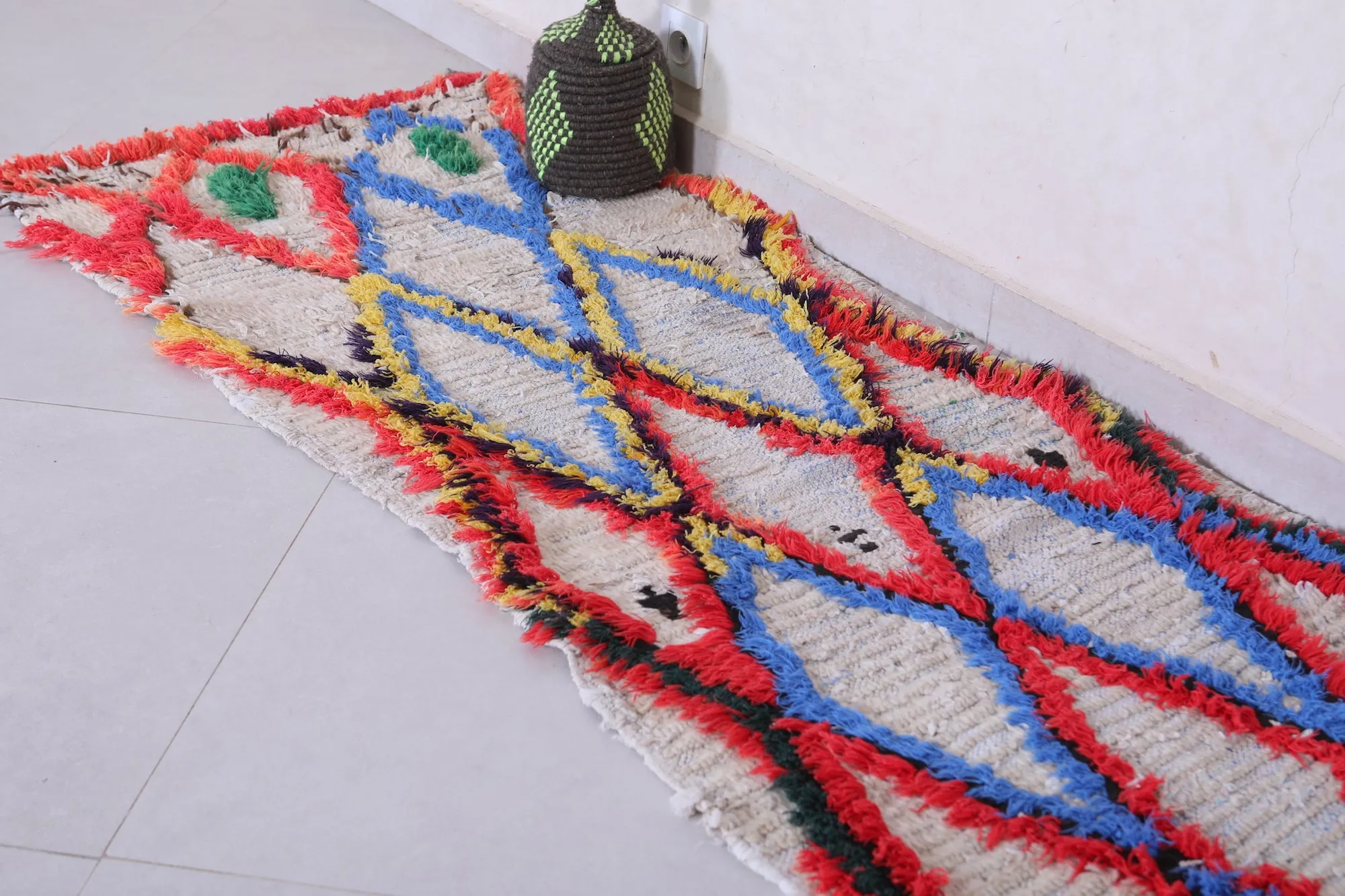 Moroccan Runner Rug - 2.2 x 6.6 Feet Handmade Wool