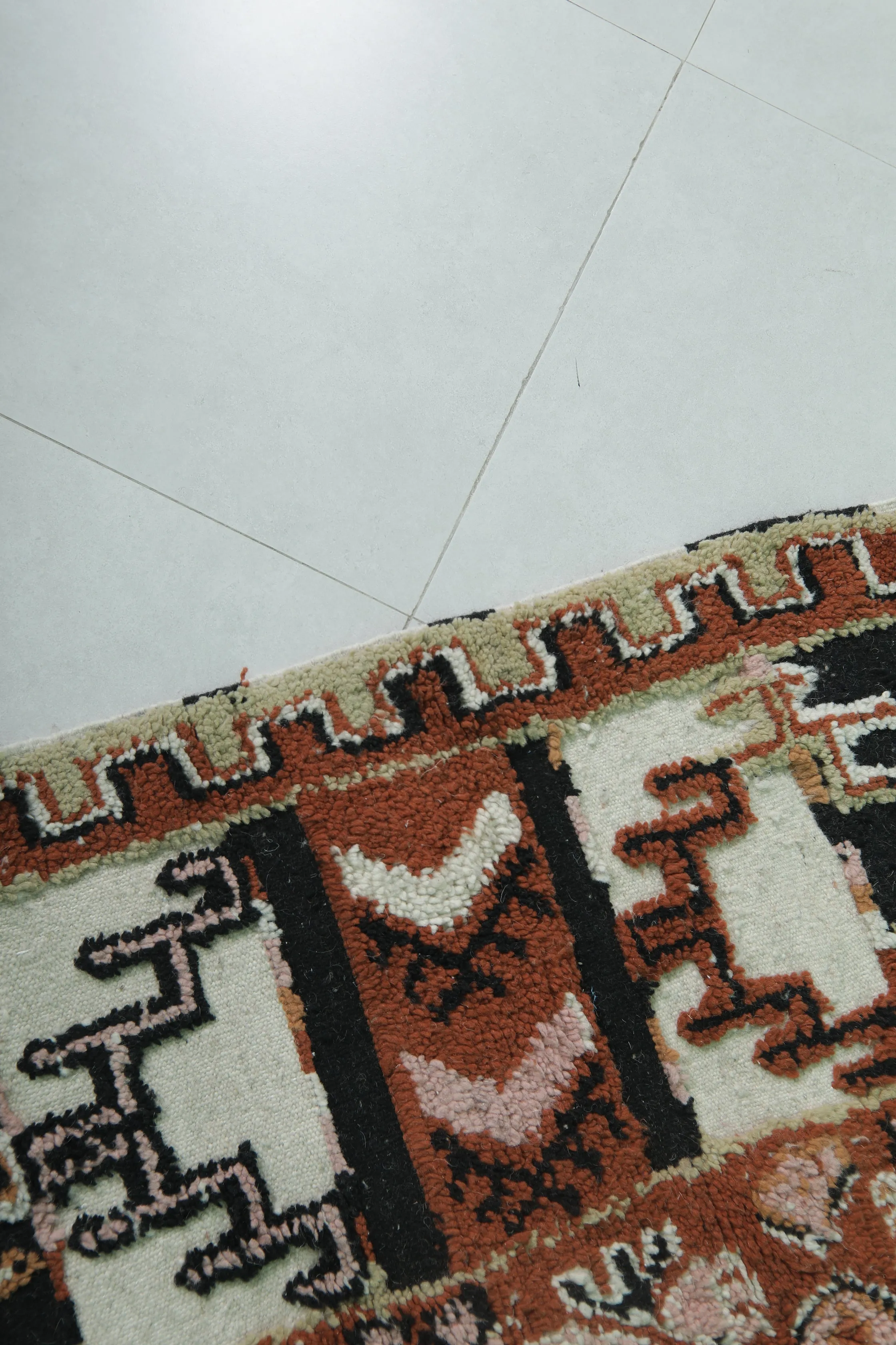 Moroccan Runner Rug 3.6 x 12.2 ft | Bold Tribal Geometric Design