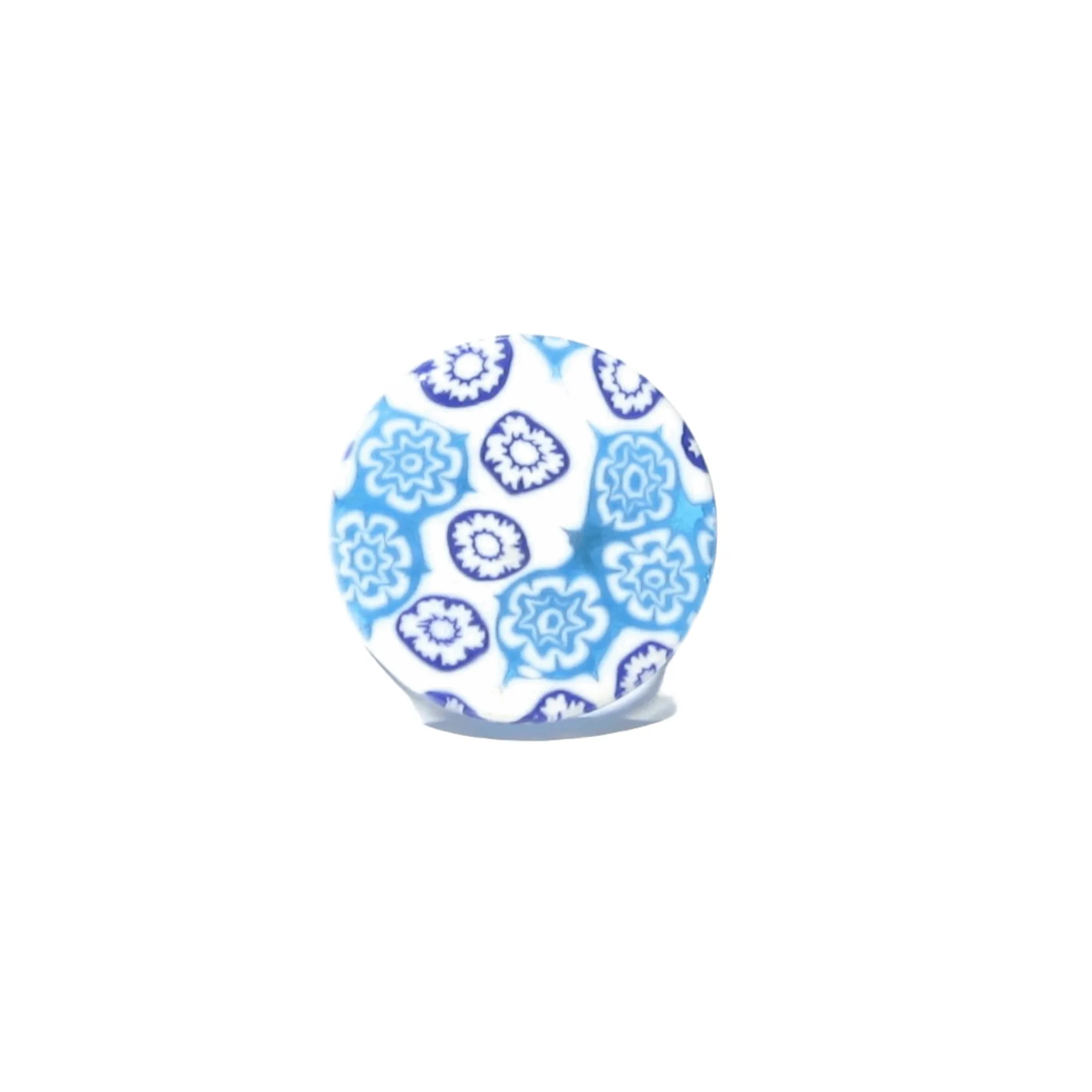 Murano Glass Aqua White Large Millefiori Ring