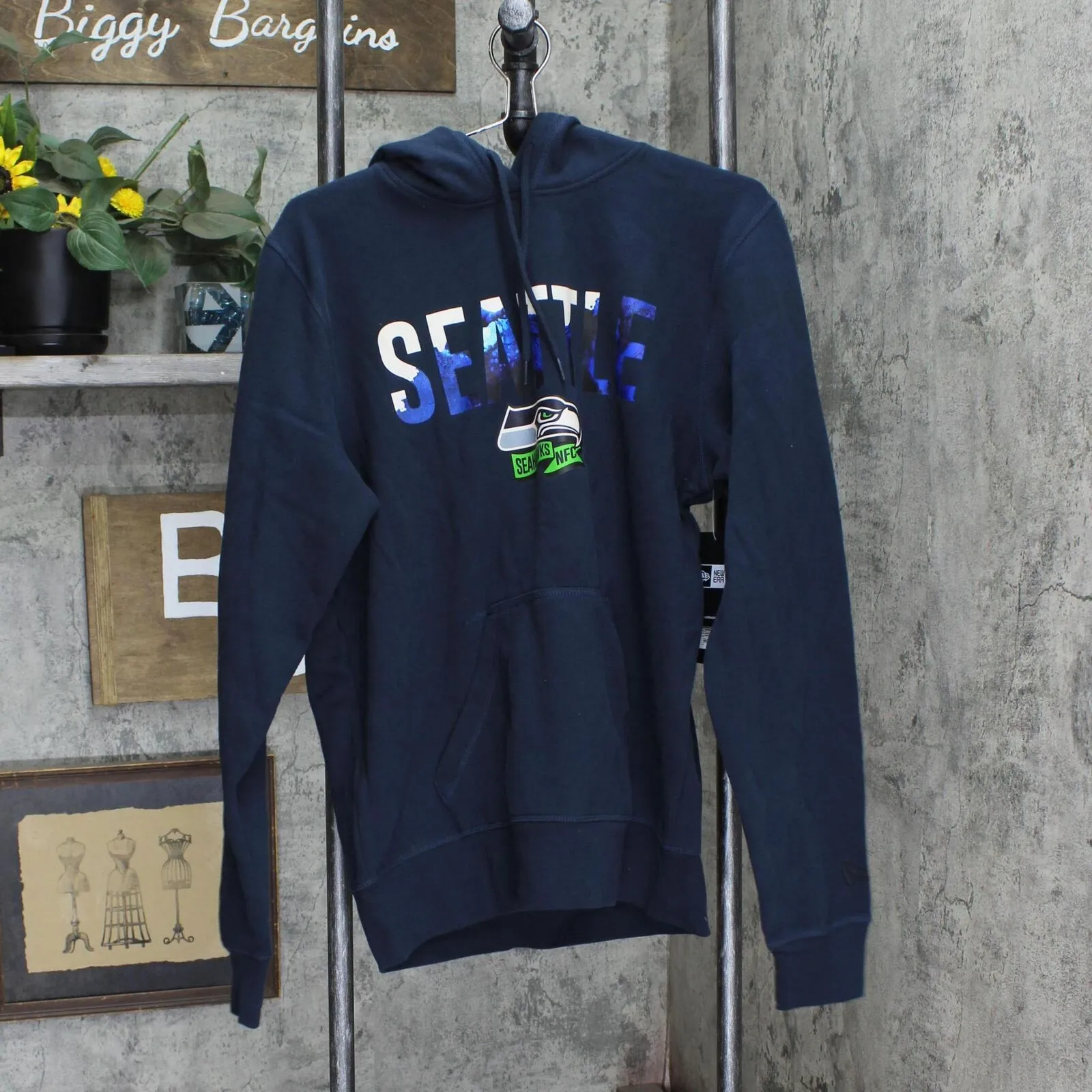 New Era Men's College Navy Seattle Seahawks Ink Dye Pullover Hoodie 7211635