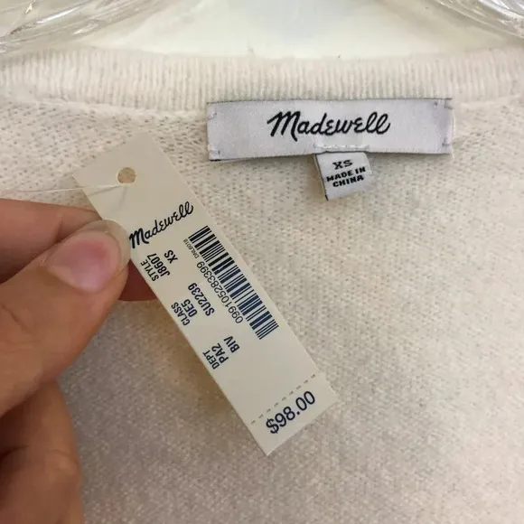 NEW Madewell Colorblock Knit Wool Nylon Blend Open Cardigan Sweater Women's XS