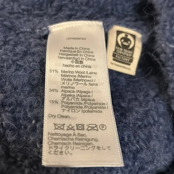 NEW Madewell Wool-Alpaca Blend Bouclé-Knit Oversized Sweater XS Hthr Denim Blue