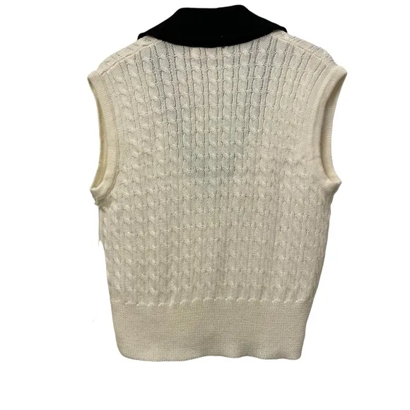NWT Bishop   Young Bell Ami Collared V-Neck Wool Sweater Vest Large