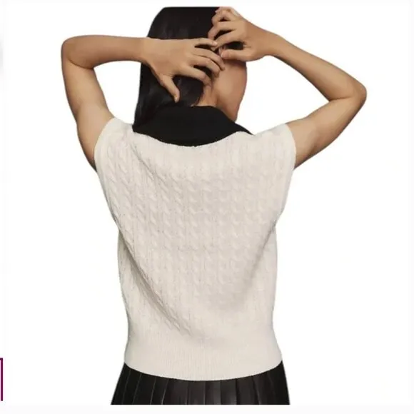 NWT Bishop   Young Bell Ami Collared V-Neck Wool Sweater Vest Large