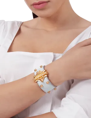 Outhouse   -   OH Series Geometric Lip Powder Blue Studded Cuff