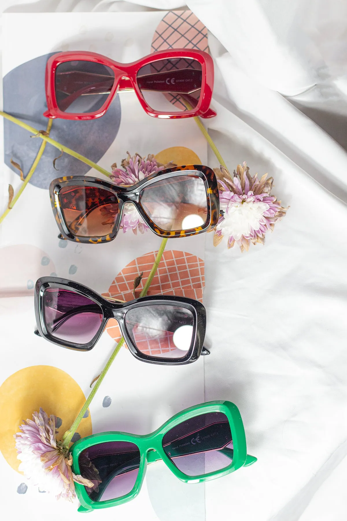 Oversized Chunky Cat Eye Angular Sunglasses