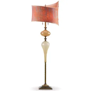Owen Floor Lamp F90 AO 145 by Kinzig Design, Gold, Cream Blown Glass, Mango, Velvet Shade