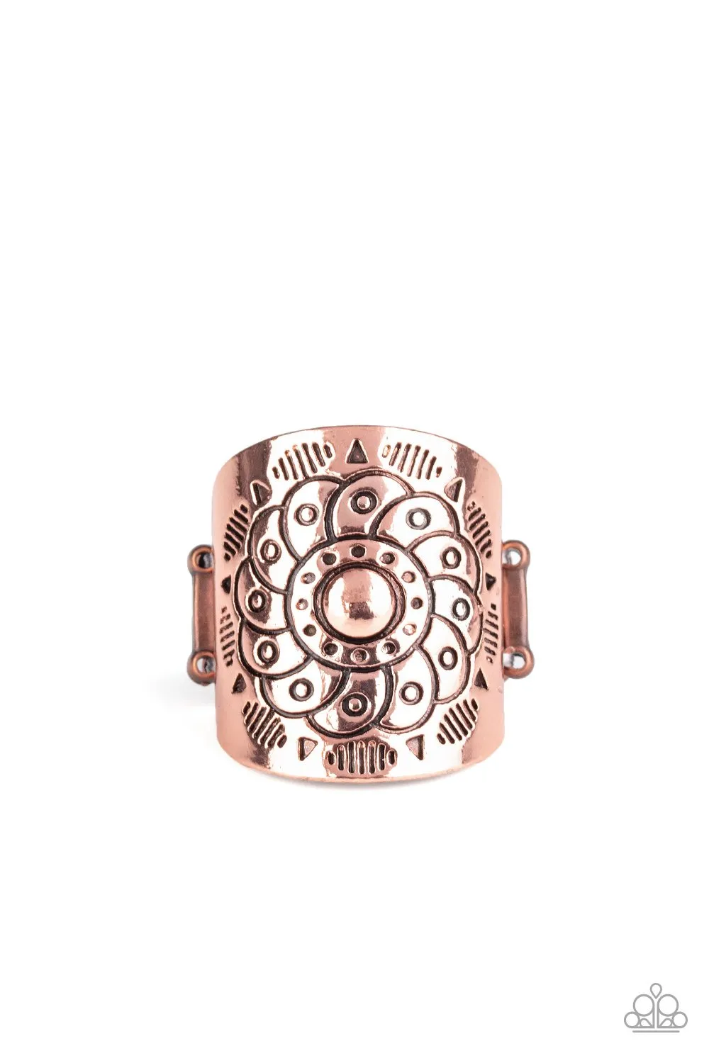Paparazzi " Dig It " Copper Metal Floral Flower Elastic Back Ring