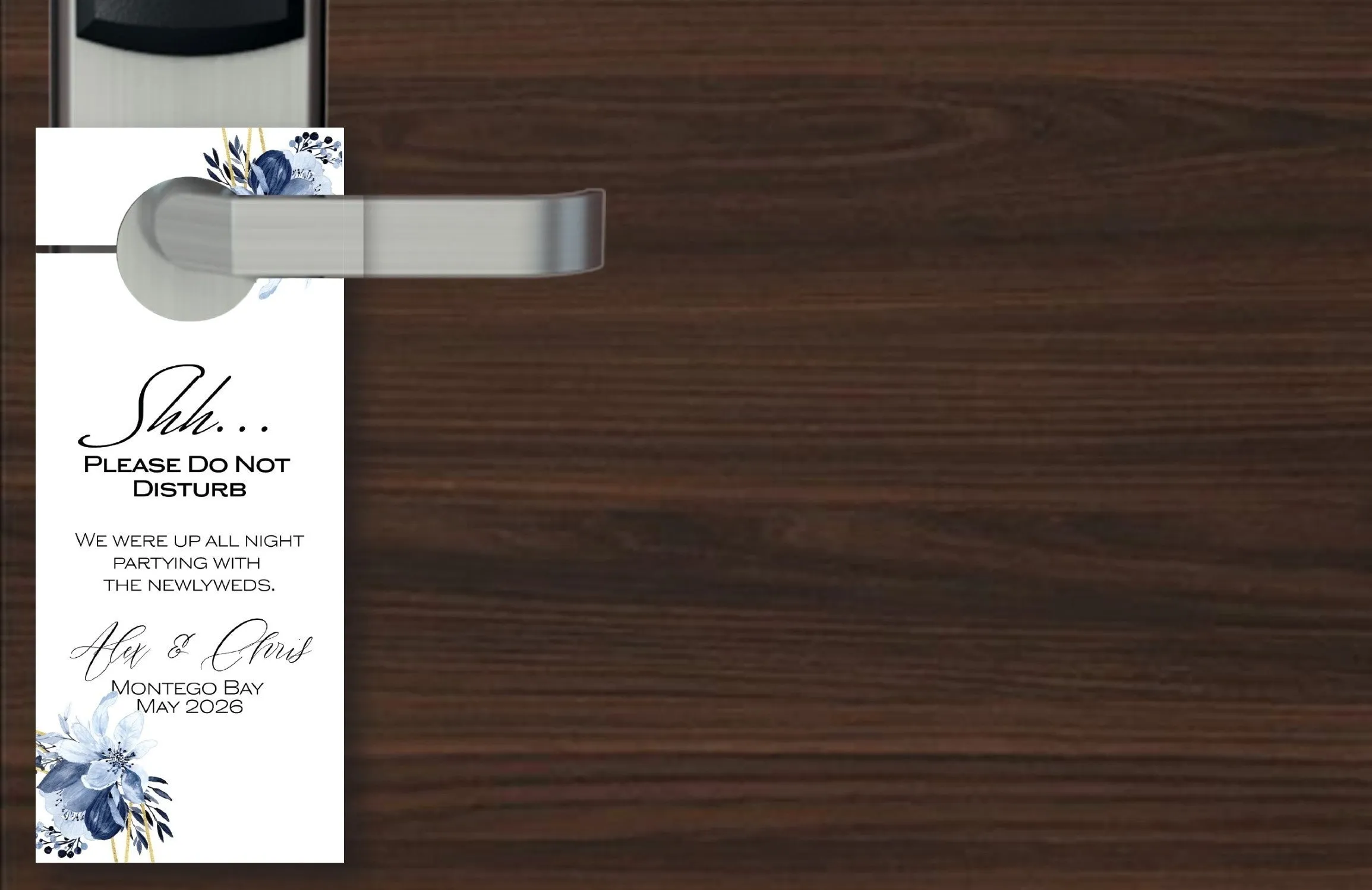 Personalized Destination Wedding Door Hangers - Dainty Dusty Blue