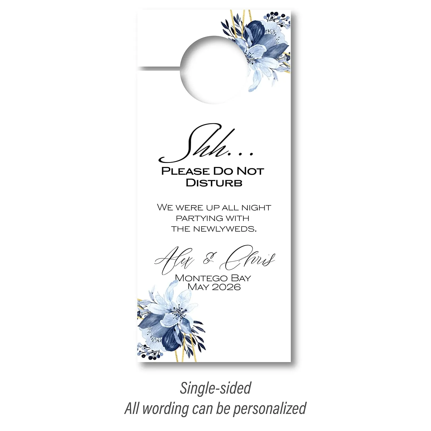 Personalized Destination Wedding Door Hangers - Dainty Dusty Blue