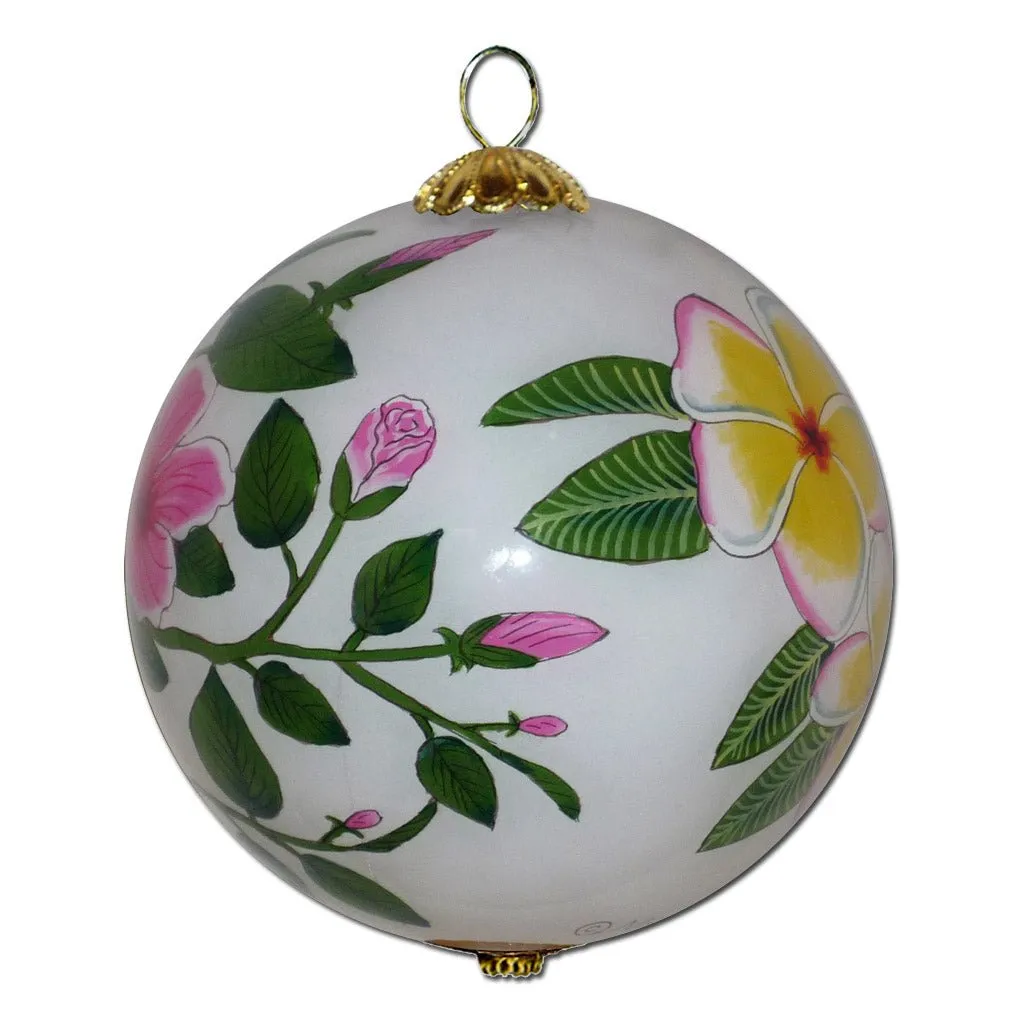 Pink Hibiscus and Plumeria Hawaii Ornament