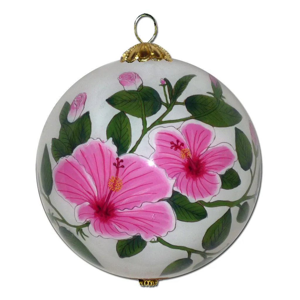 Pink Hibiscus and Plumeria Hawaii Ornament