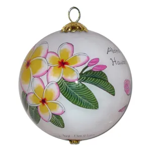 Pink Hibiscus and Plumeria Hawaii Ornament