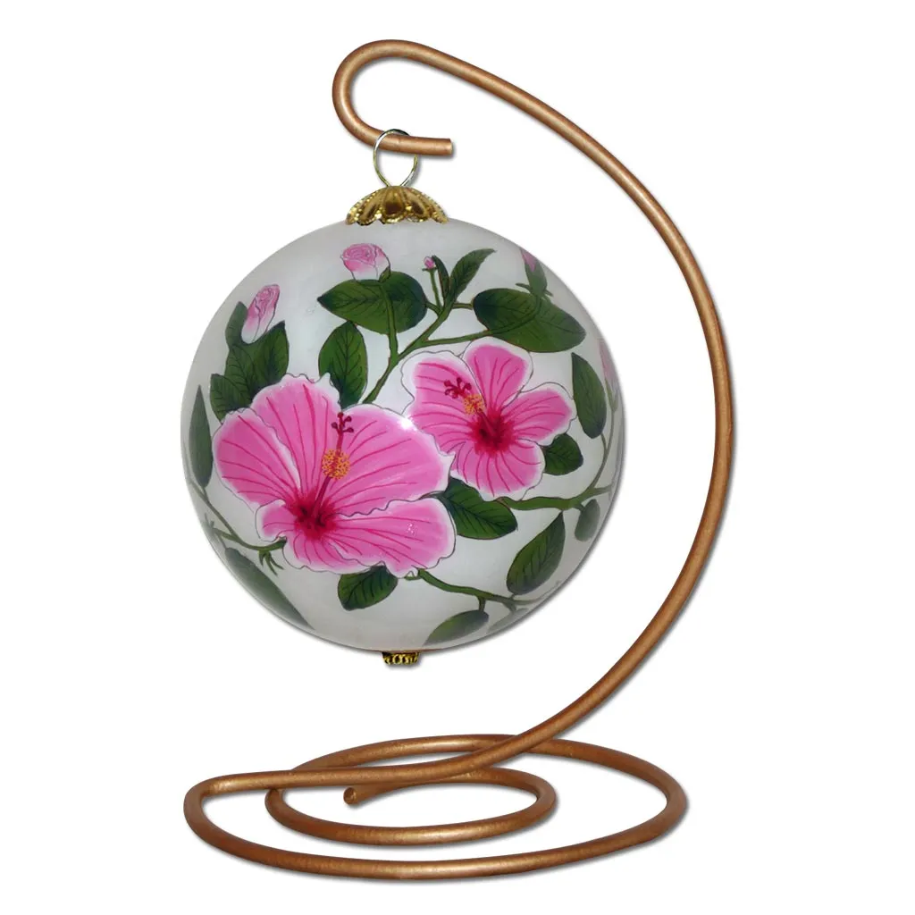 Pink Hibiscus and Plumeria Hawaii Ornament