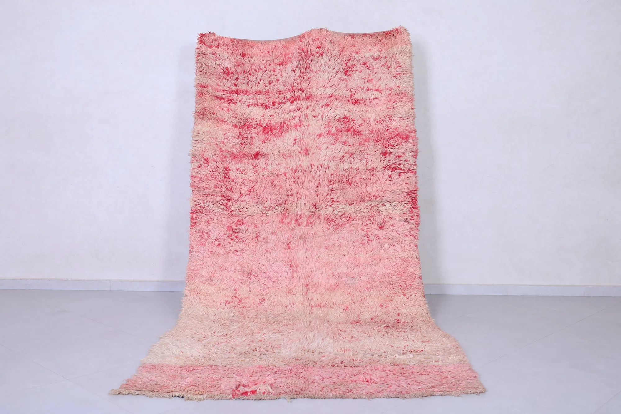 Pink Moroccan Rug - 4.9 x 10.2 Feet Handmade Wool