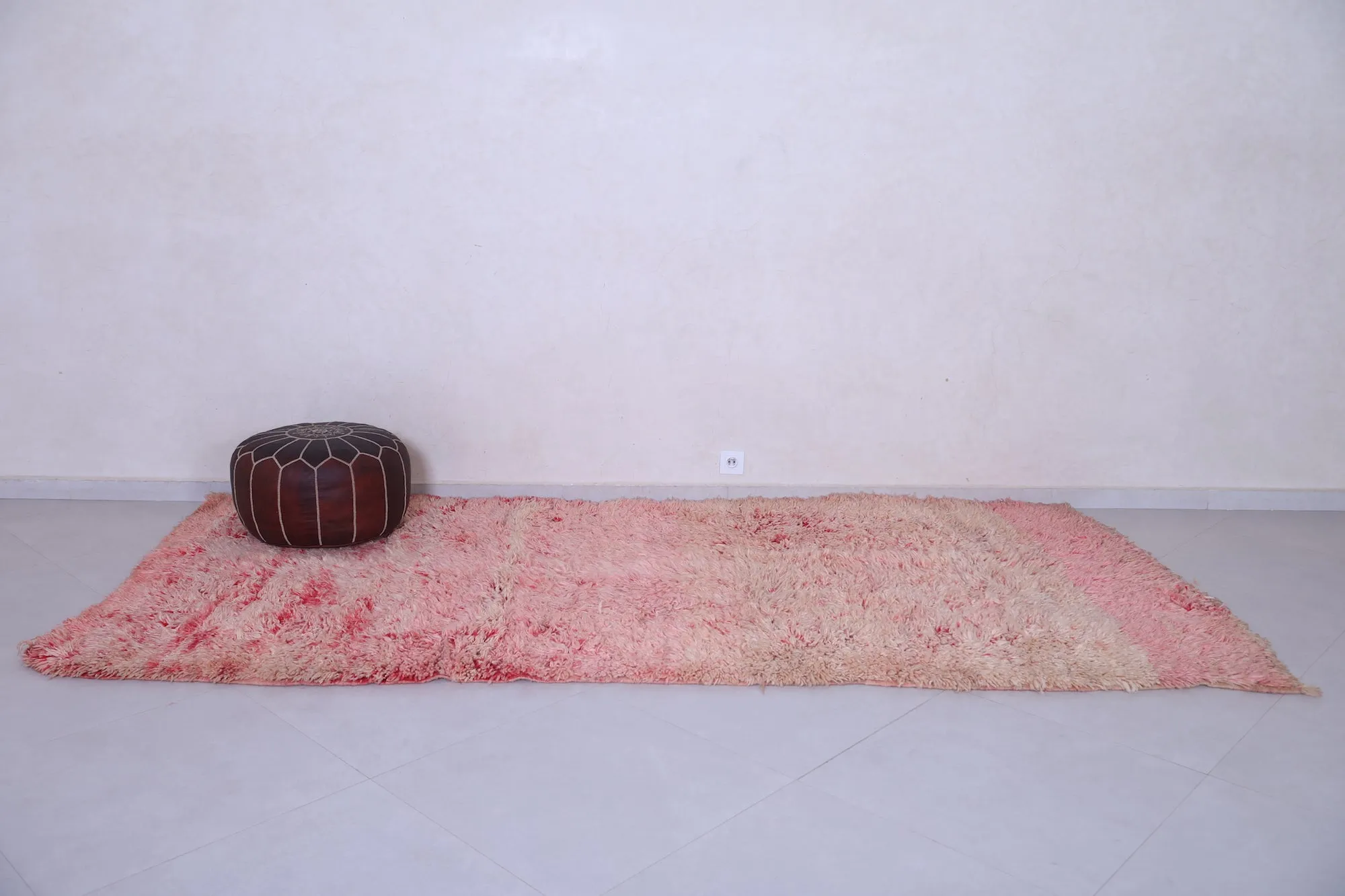 Pink Moroccan Rug - 4.9 x 10.2 Feet Handmade Wool