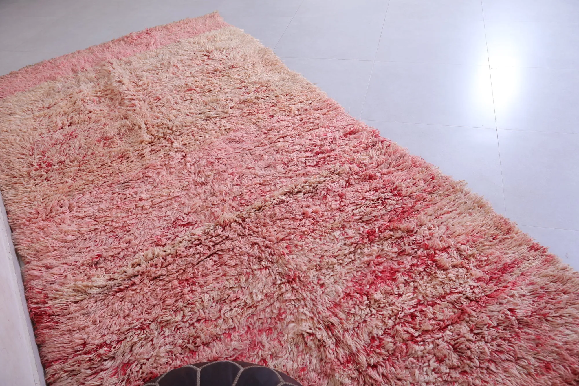Pink Moroccan Rug - 4.9 x 10.2 Feet Handmade Wool