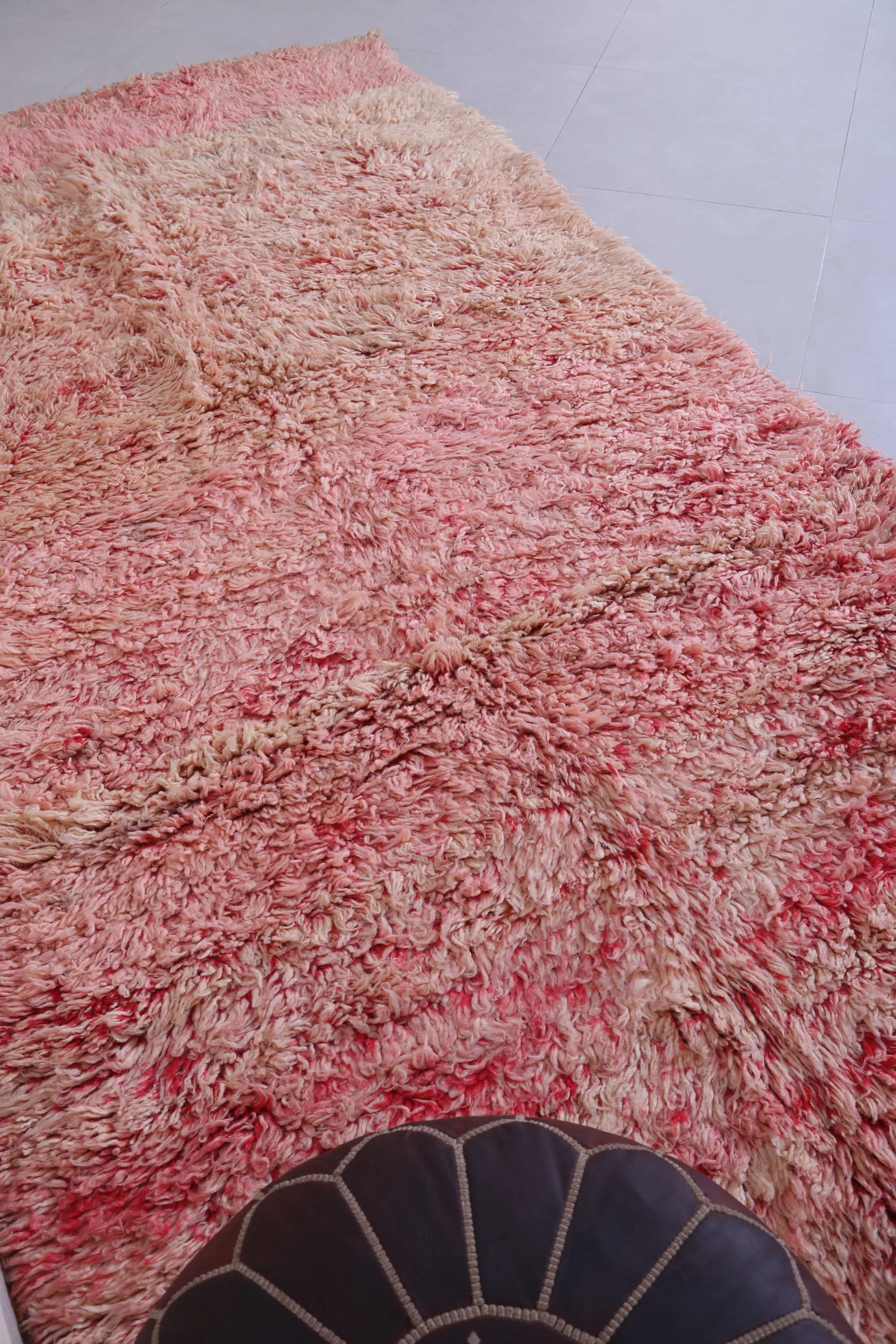 Pink Moroccan Rug - 4.9 x 10.2 Feet Handmade Wool