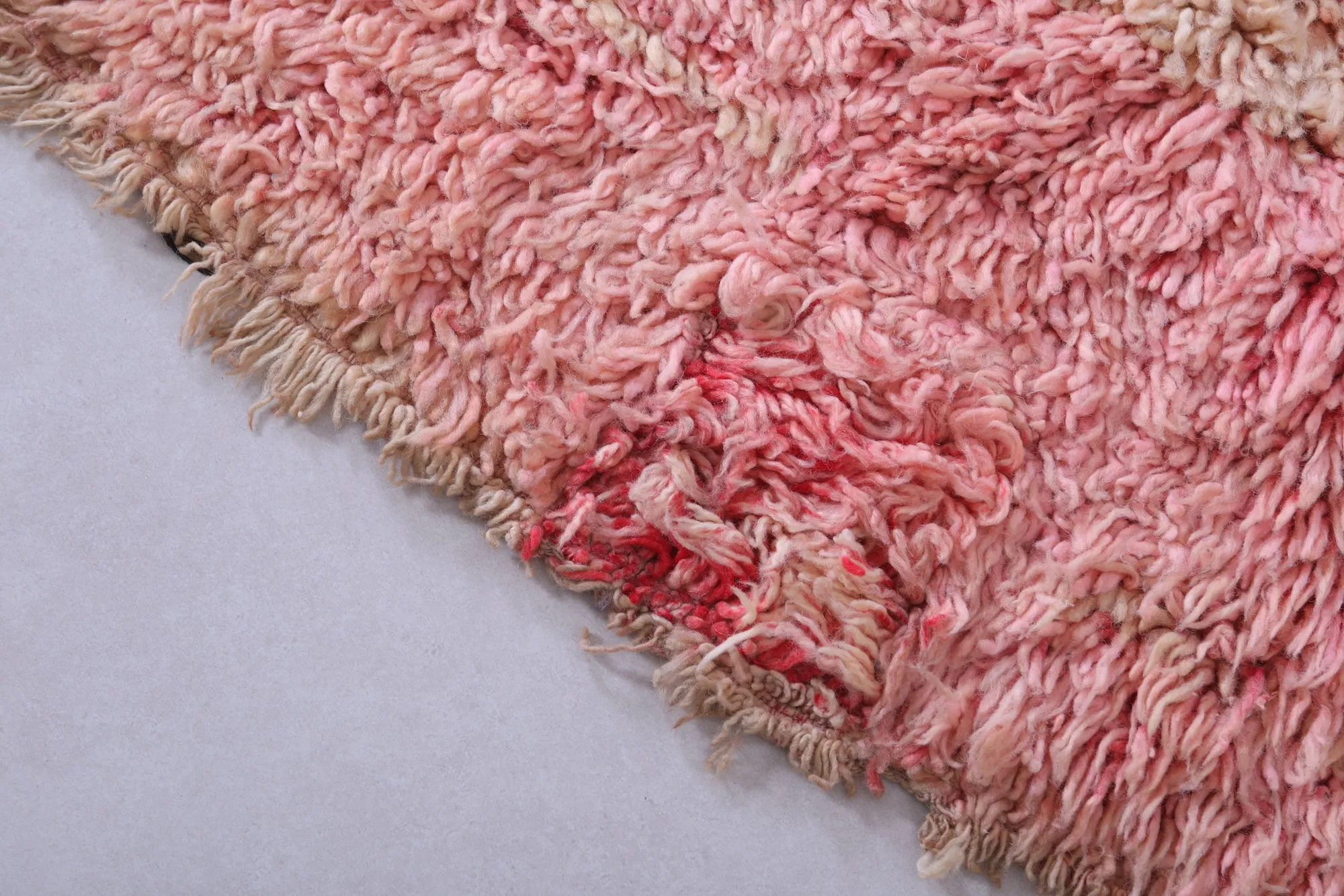 Pink Moroccan Rug - 4.9 x 10.2 Feet Handmade Wool