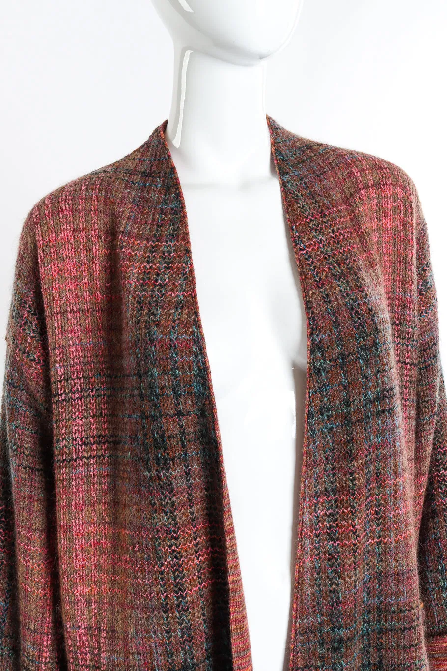 Plaid Striped Knit Duster