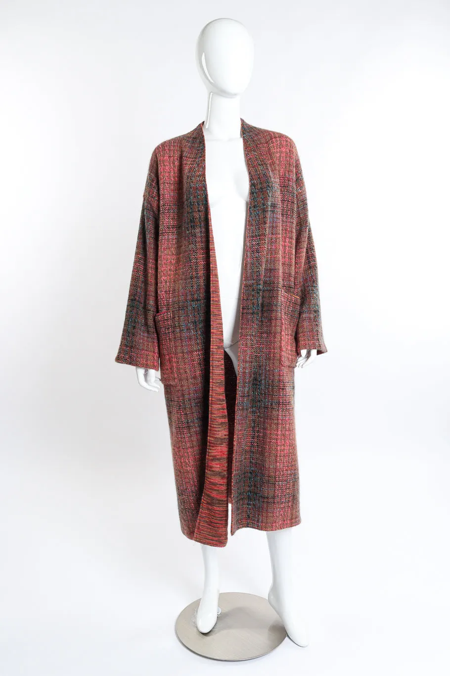 Plaid Striped Knit Duster
