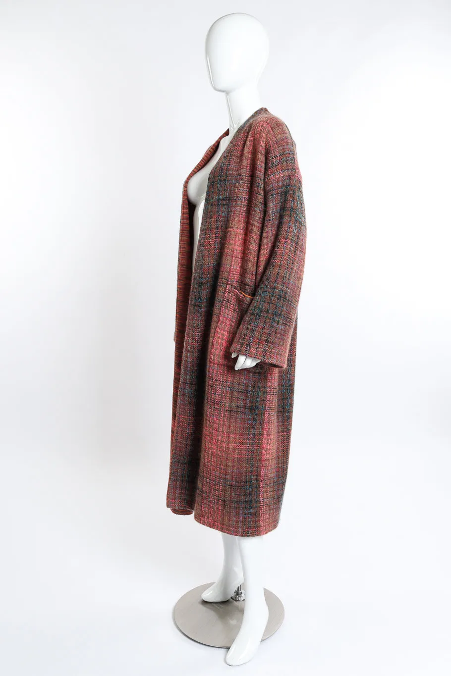 Plaid Striped Knit Duster