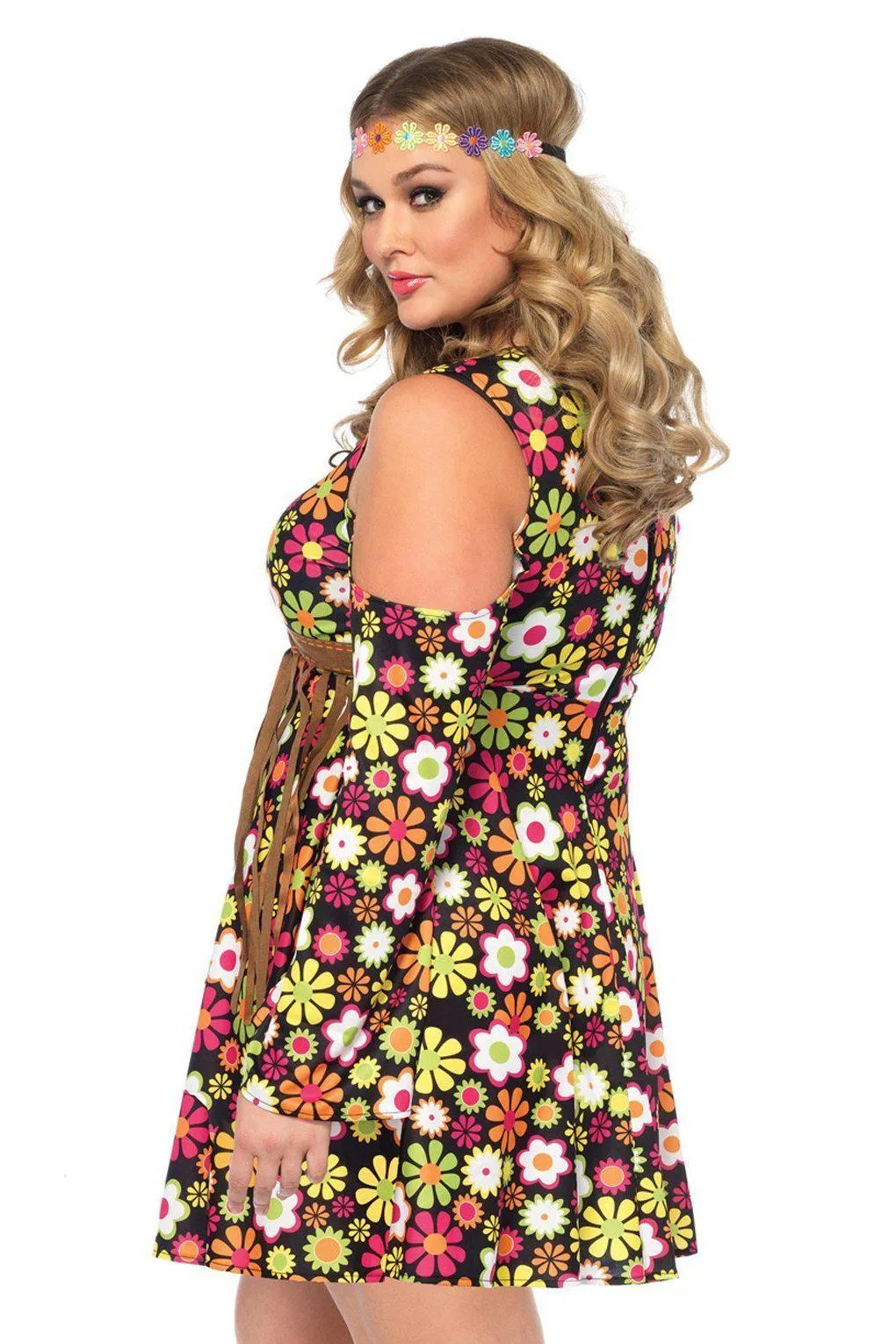 Plus Size Cold Shoulder Hippy Costume