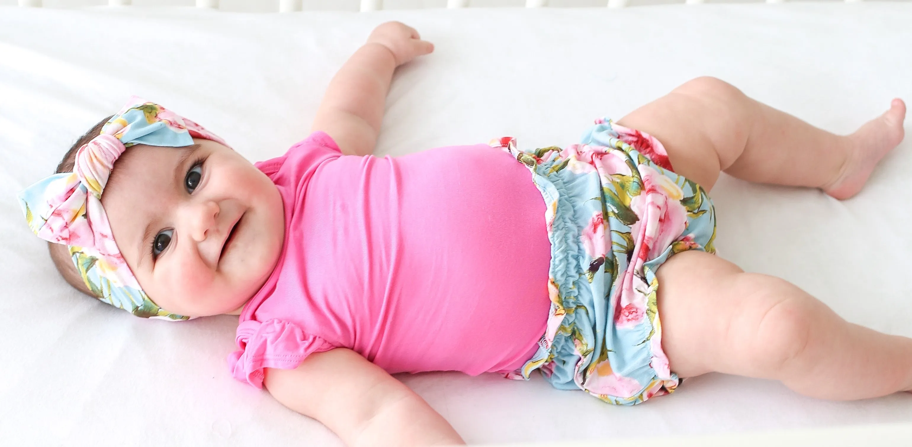 Posh Peanut Bubblegum Capsleeve Bodysuit & Carolina Floral Bloomer Set