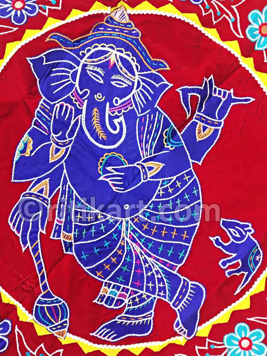 Premium hand Made Pipili Wall Hanging of Lord Ganesh