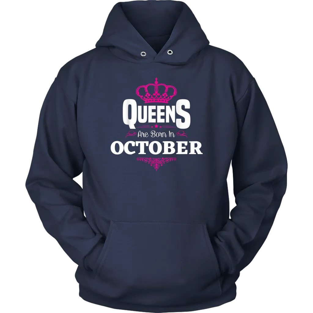 Queens Born In October | October Birthday | Birthday Gifts for Her | Zodiac Hoodie | Libra