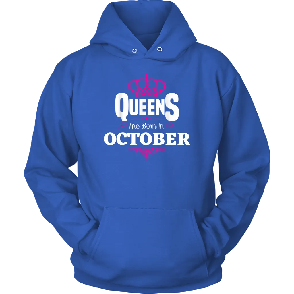 Queens Born In October | October Birthday | Birthday Gifts for Her | Zodiac Hoodie | Libra